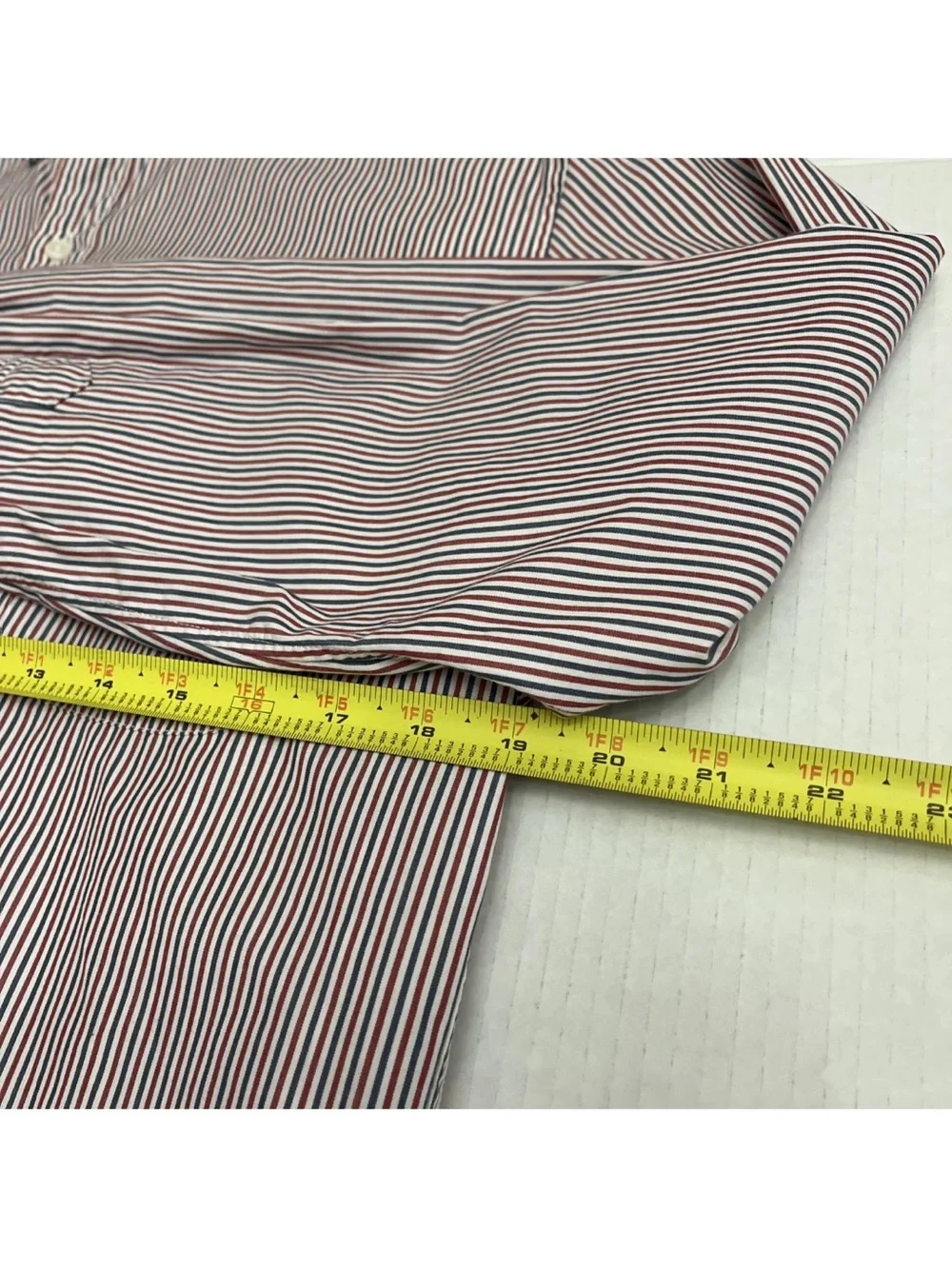 J.Crew Shirt Men's 2-Ply 100% Cotton Red White Blue Striped Long Sleeve Shirt M